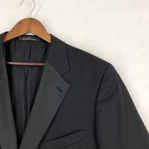Joseph Abboud Men's Size 43L Black 100% Wool Two-Button Notch Tuxedo Jacket Coat - Picture 3 of 11